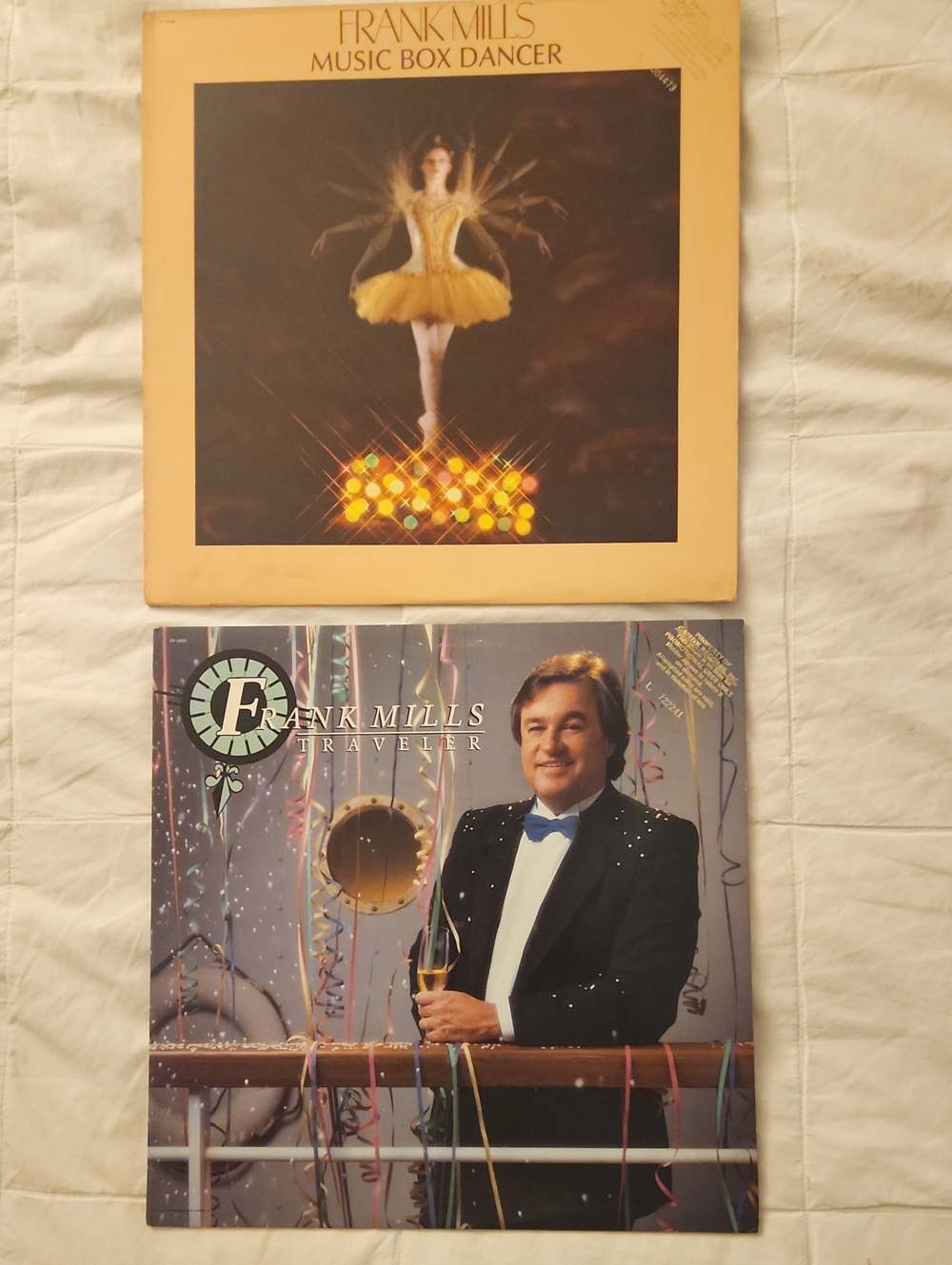 Frank Mills Vinyl Records - Music Box Dancer & Traveller- BOTH DJ COPY UNPLAYED!
